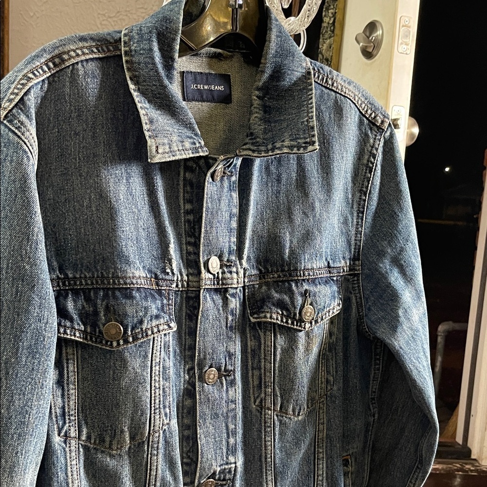 J Crew Distressed Denim Jacket Men’s Size Small - Picture 4 of 9